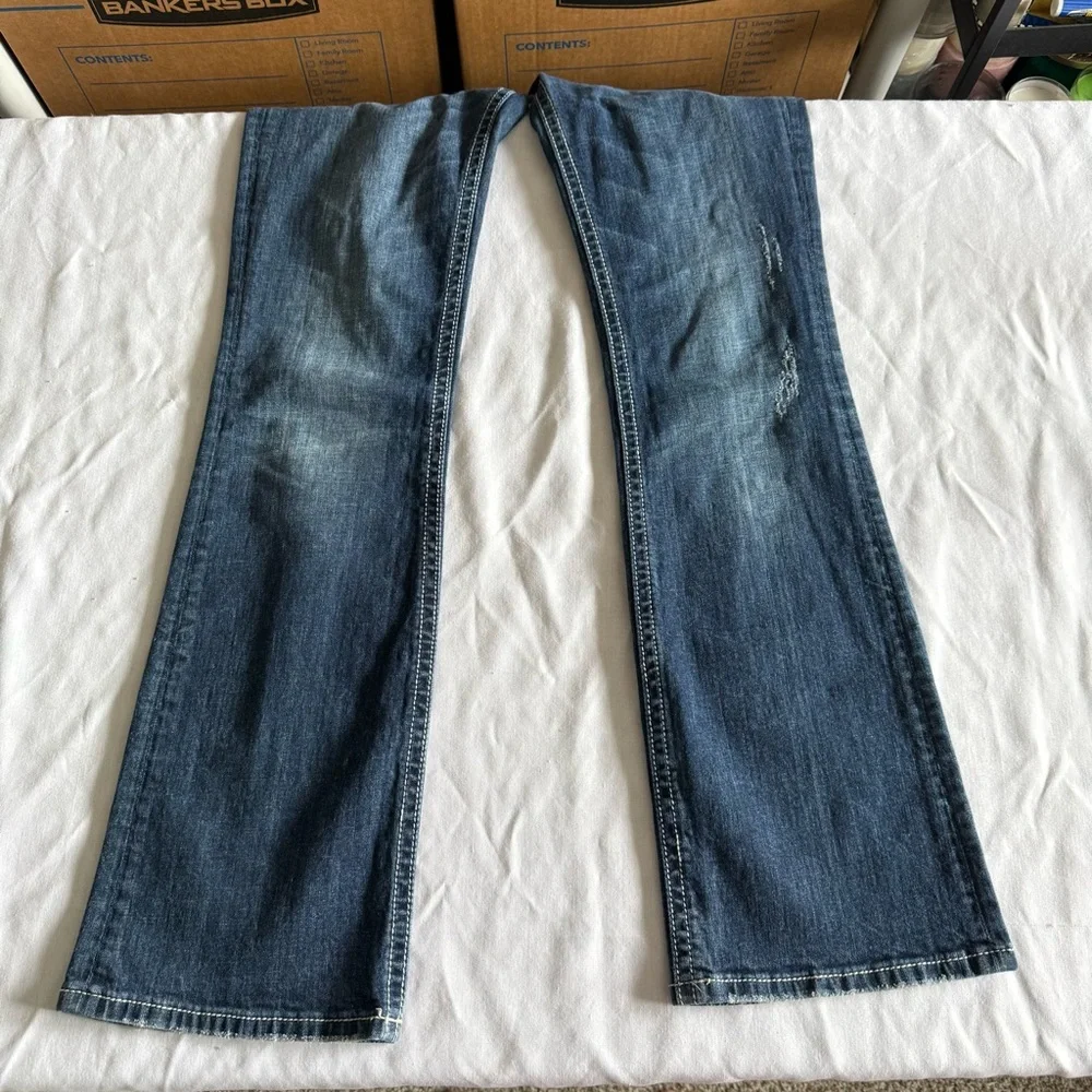 Y2K ReRock For Express Bootcut Jeans Sz 6 Thick Stitch Cowgirl Country Rodeo‎